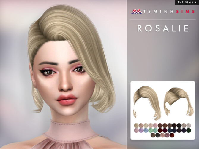 Sims 4 Hair Roselie by TsminhSims at TSR