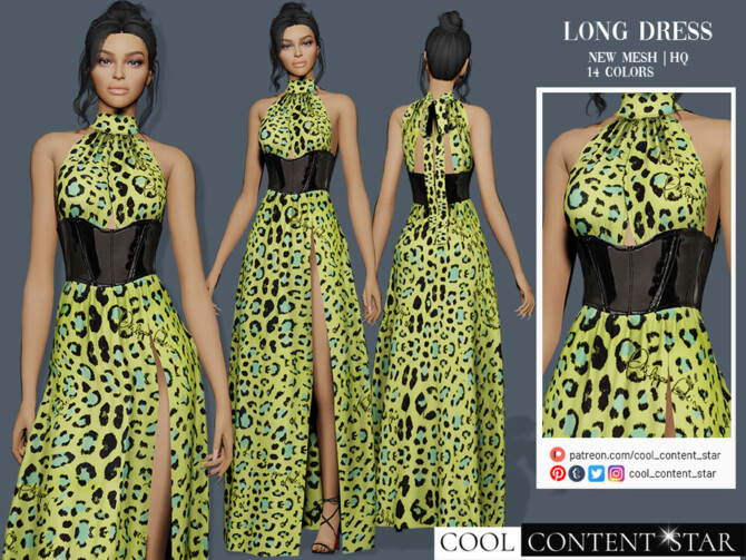 Sims 4 Long Dress with Latex waist belt by sims2fanbg at TSR