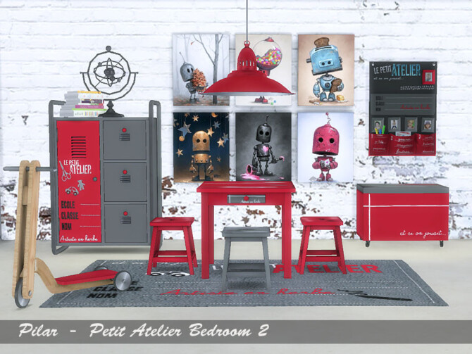 Sims 4 Petit Atelier Bedroom 2 by Pilar at TSR