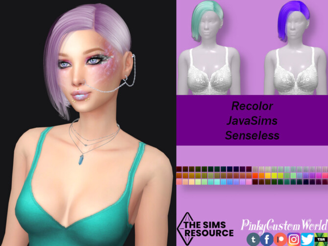 Sims 4 Recolor of JavaSims Senseless hair by PinkyCustomWorld at TSR