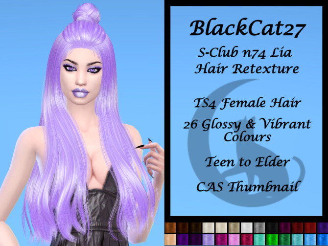 Sims 4 S Club n74 Lia Hair Retexture by BlackCat27 at TSR