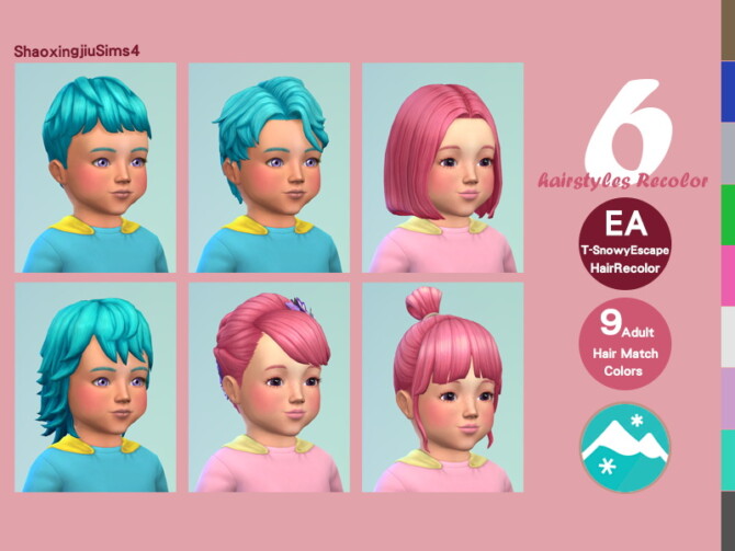 Sims 4 Toddler Snowy Escape Hair Recolor Set by jeisse197 at TSR