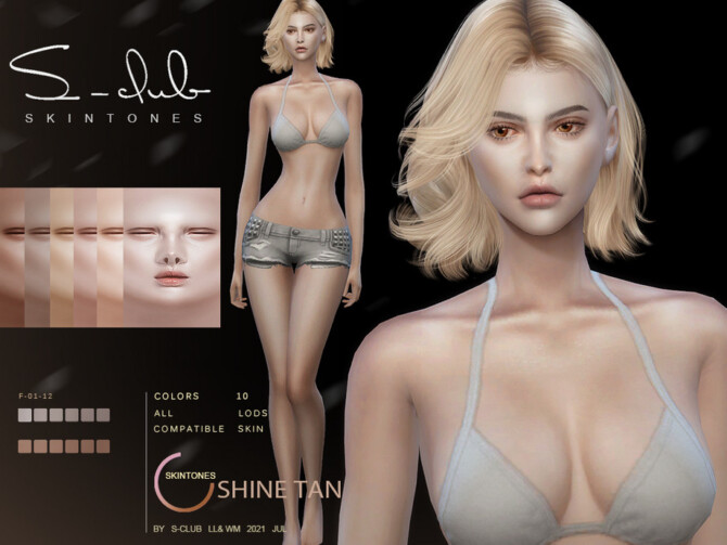 Sims 4 Shine soft skintones for female by S Club at TSR