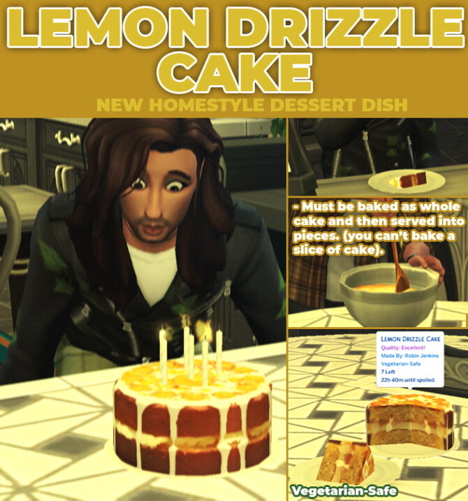 Sims 4 Lemon Drizzle Cake by RobinKLocksley at Mod The Sims 4
