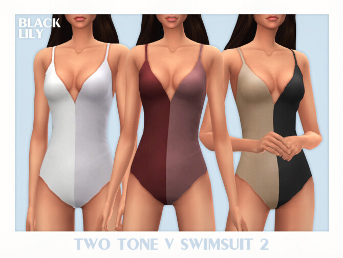 Sims 4 Two Tone V Swimsuit 2 by Black Lily at TSR