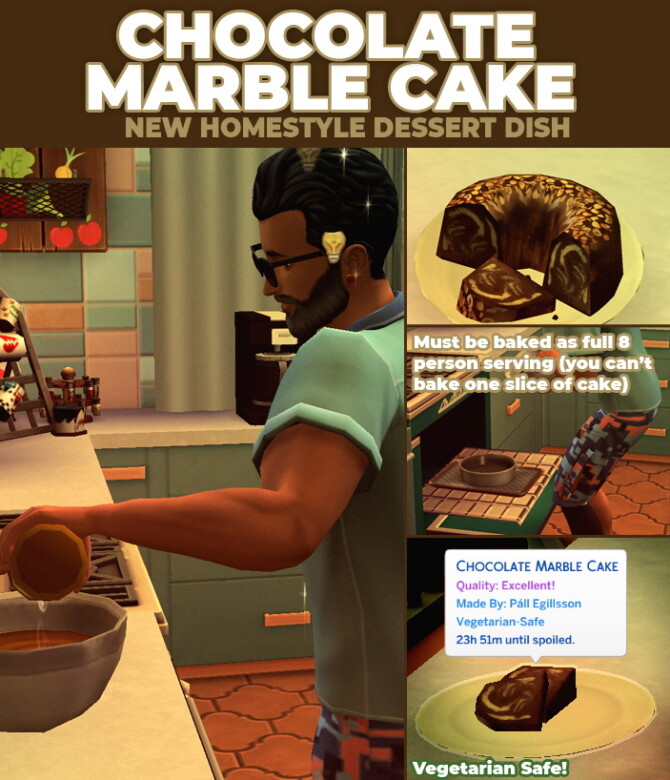 Sims 4 Chocolate Marble Cake Recipe by RobinKLocksley at Mod The Sims 4