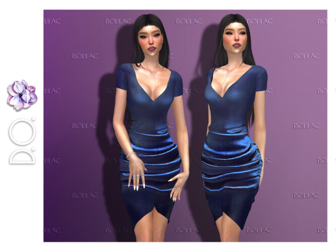Satin Ruched Dress DO150 by D.O.Lilac at TSR » Sims 4 Updates