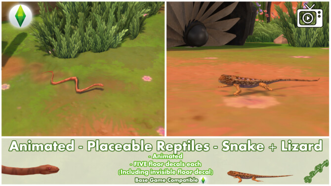 Sims 4 Animated Placeable Reptiles: Desert Snake + Lizard at Mod The Sims 4