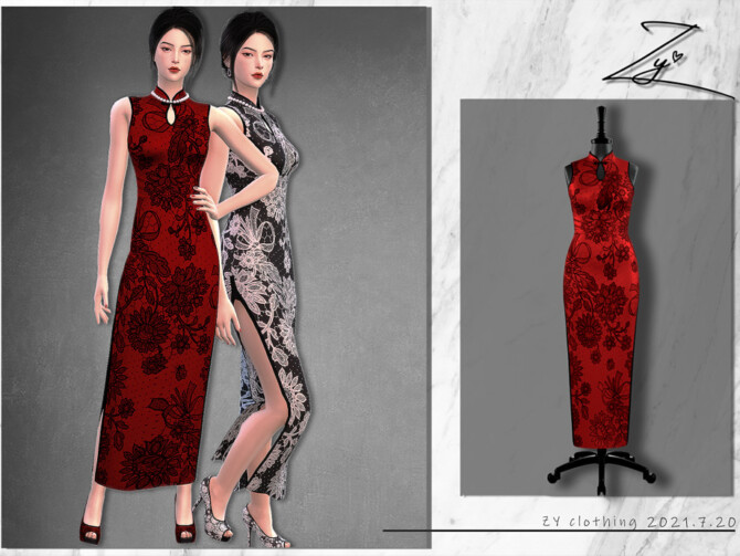 Sims 4 Lace chi pao by Zy at TSR