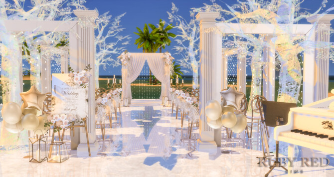 Sims 4 Beach Wedding Venue + New CC Set at Ruby Red
