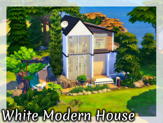 Sims 4 White Modern House by simmer adelaina at TSR