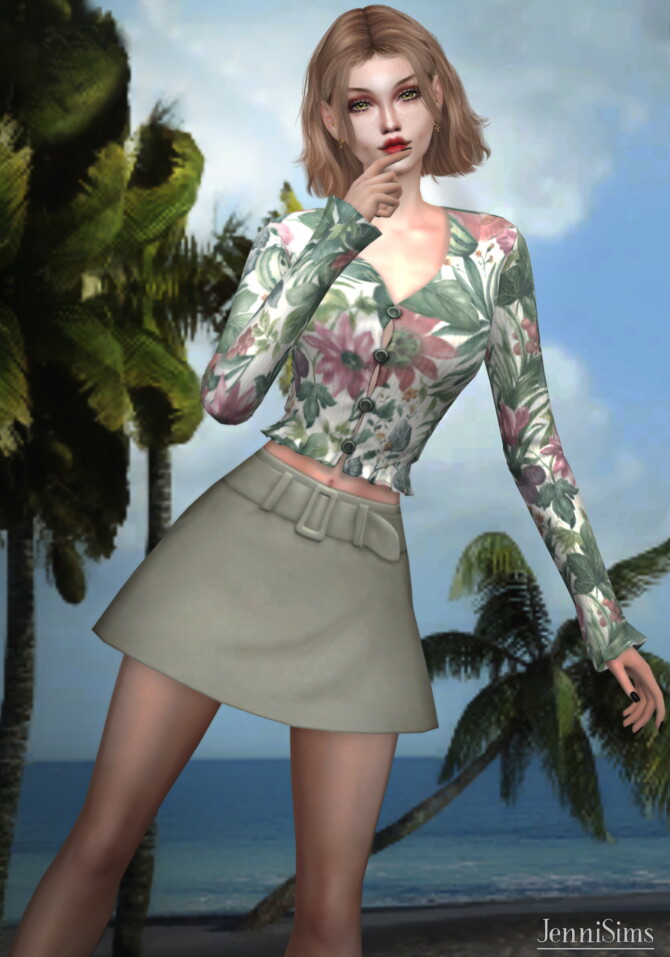 Sims 4 BASE GAME COMPATIBLE top Cardigan at Jenni Sims