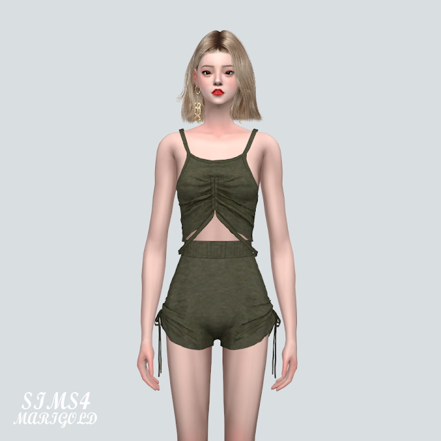 Sims 4 Shirring S Crop Top With S Hot Pants at Marigold