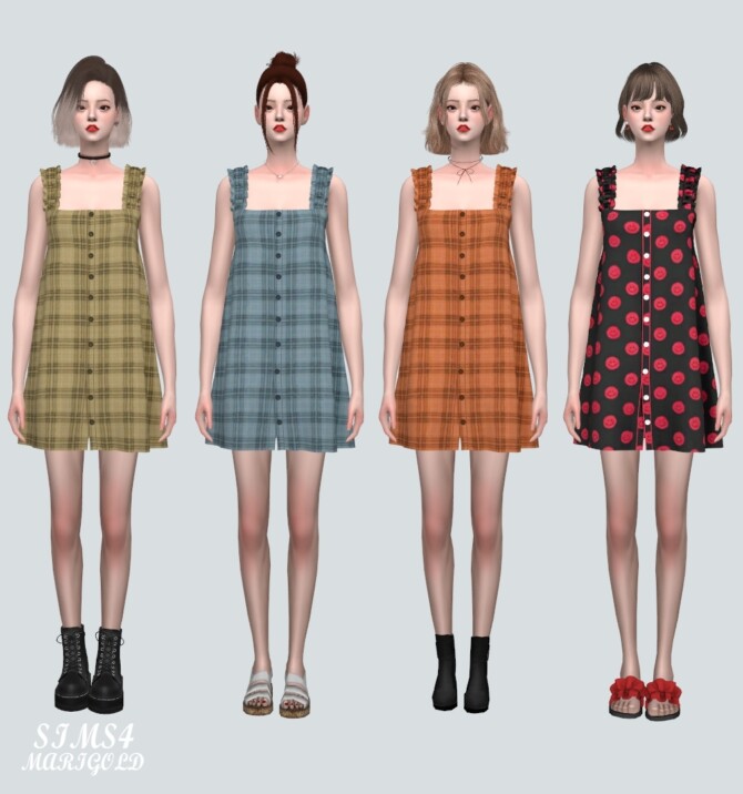 Sims 4 3 Button Mini Dress V2 at Marigold