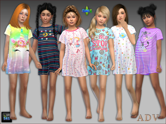 Sims 4 6 Night dresses for girls at Arte Della Vita