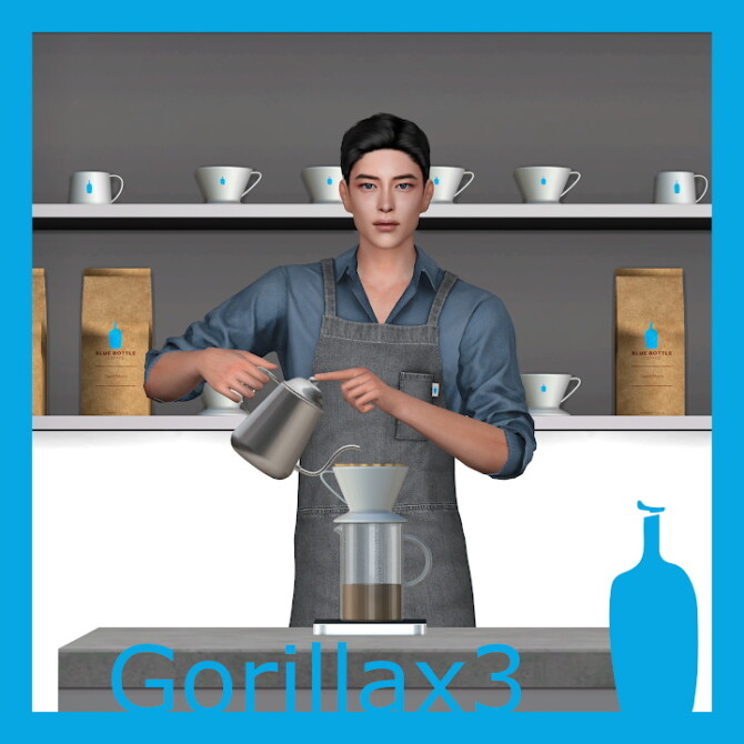 Sims 4 Blue Bottle Coffee Uniform at Gorilla