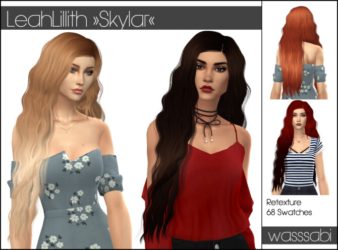 Sims 4 LeahLilliths Skylar hair retextured at Wasssabi Sims