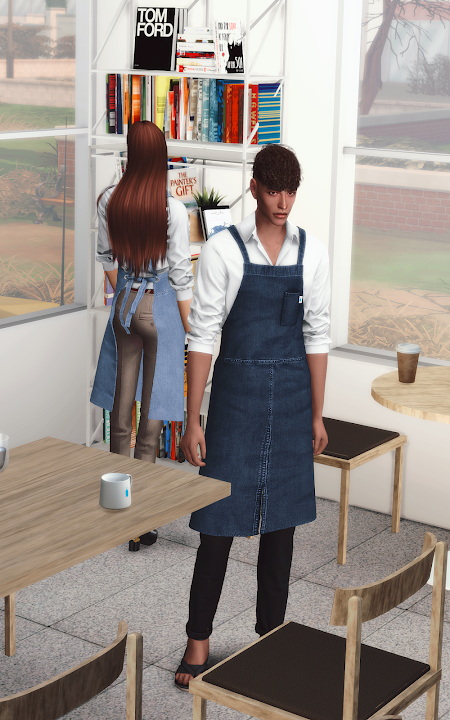 Sims 4 Blue Bottle Coffee Uniform at Gorilla