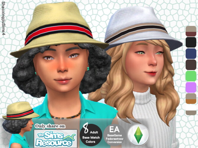 Sims 4 Child Fedorastraw 8 Colors by jeisse197 at TSR