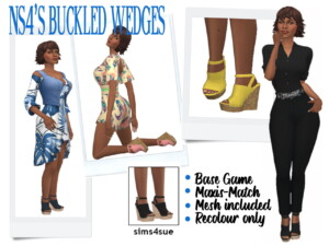 NS4′s BUCKLED WEDGES at Sims4Sue