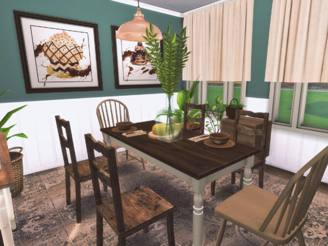 Sims 4 Farmhouse diningroom by GenkaiHaretsu at TSR