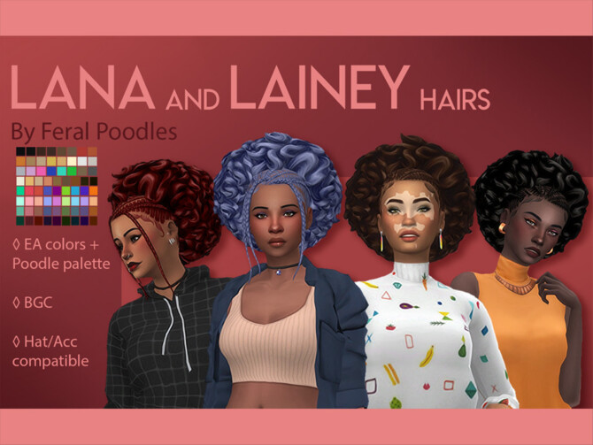 Sims 4 Lainey Hair by feralpoodles at TSR