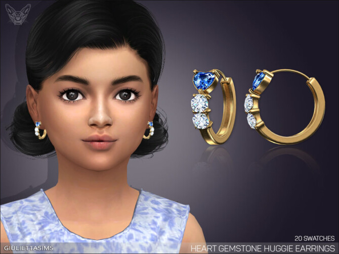 Sims 4 Heart Gemstone Huggie Earrings For Kids at Giulietta