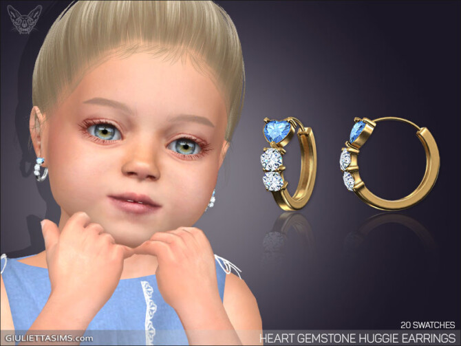 Sims 4 Heart Gemstone Huggie Earrings For Toddlers at Giulietta
