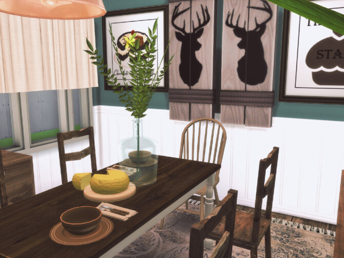 Sims 4 Farmhouse diningroom by GenkaiHaretsu at TSR