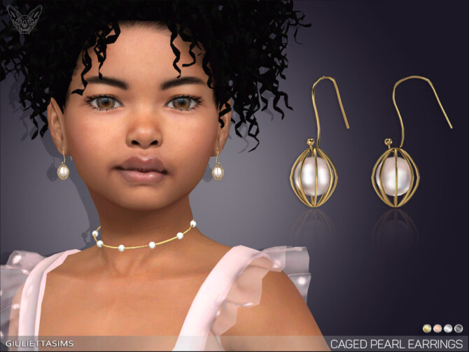 Sims 4 Caged Pearl Earrings For Kids by feyona at TSR
