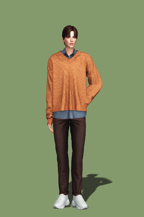 Sims 4 V Neck Sweater & Shirt III at Gorilla