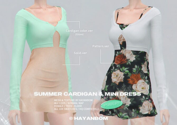 Sims 4 SUMMER CARDIGAN & MINI DRESS at Hayanbom