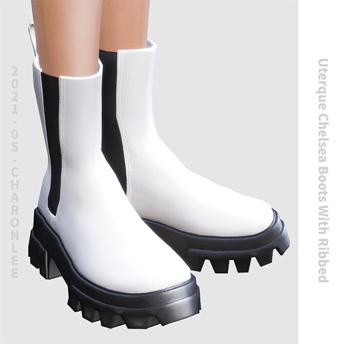 Sims 4 Uterque Ribbed Chelsea Boots at Charonlee