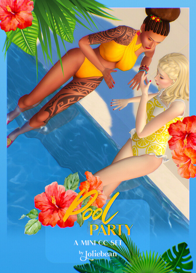 Sims 4 Pool Party mini CC set at Joliebean