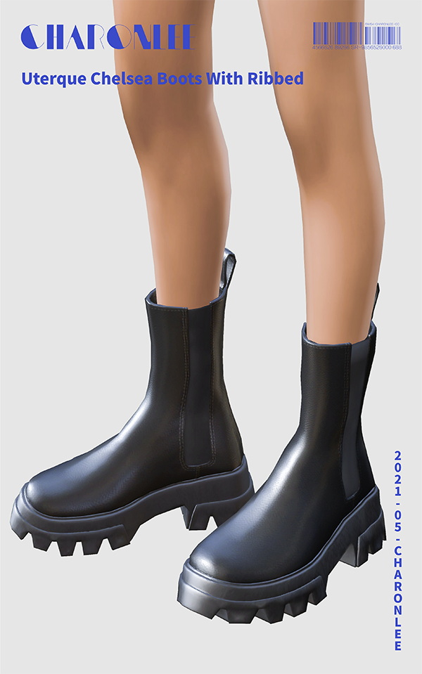 Sims 4 Uterque Ribbed Chelsea Boots at Charonlee