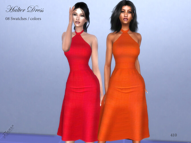 Sims 4 Halter Dress by pizazz at TSR