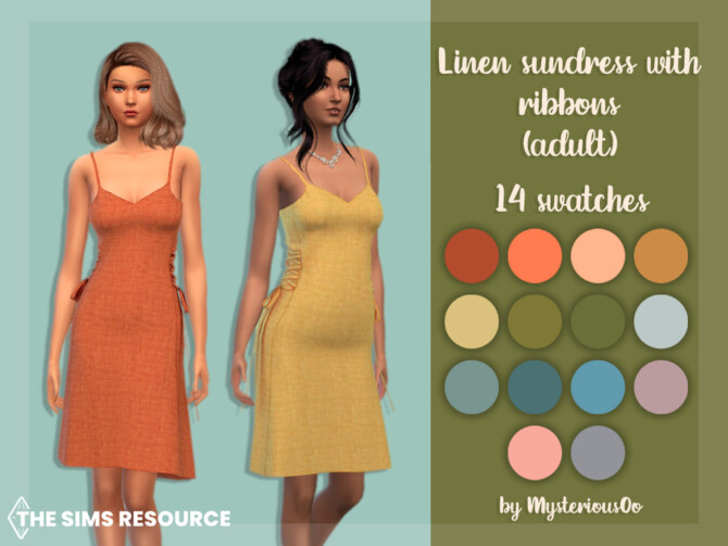 Sims 4 Linen sundress with ribbons by MysteriousOo at TSR