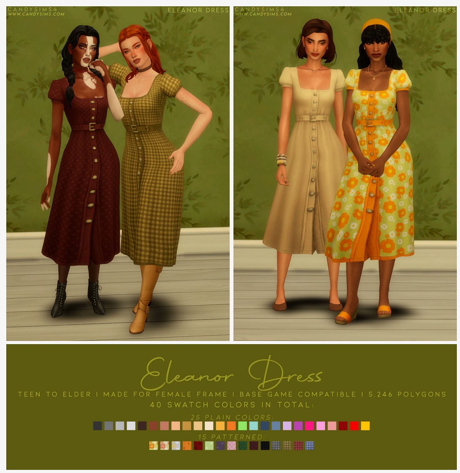 ELEANOR cute long dress at Candy Sims 4 » Sims 4 Updates