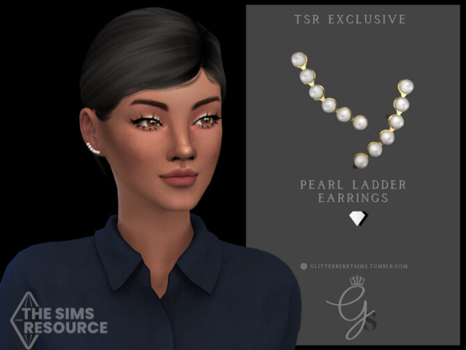 Sims 4 Pearl Ladder Earrings by Glitterberryfly at TSR