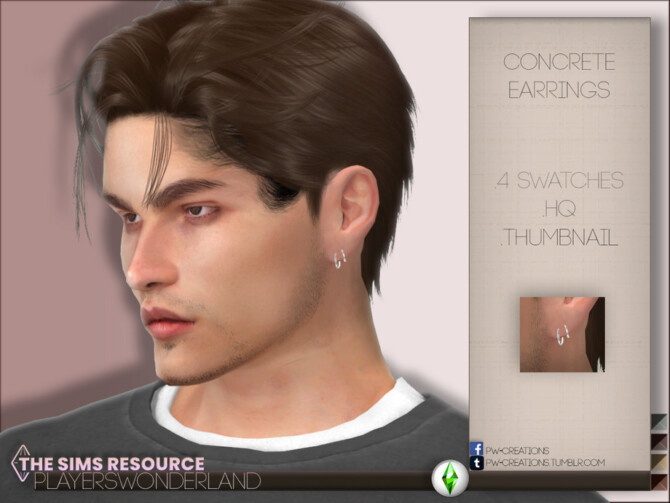 Sims 4 Concrete Earrings by PlayersWonderland at TSR