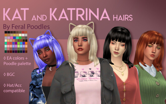 Sims 4 Kat and Katrina Maxis Match CC Hairs at Feral Poodles
