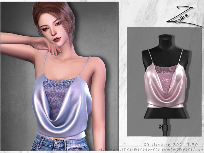 Sims 4 Sequin Satin Camisole by ZY at TSR