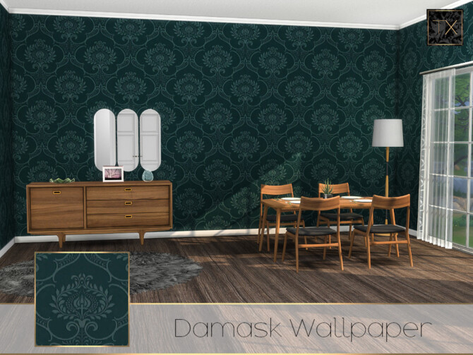 Sims 4 Damask Wallpaper TX by theeaax at TSR