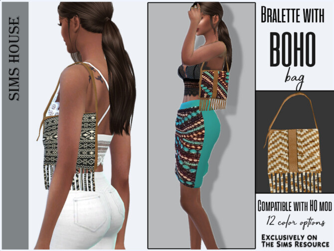 Sims 4 Bralette with Boho bag by Sims House at TSR