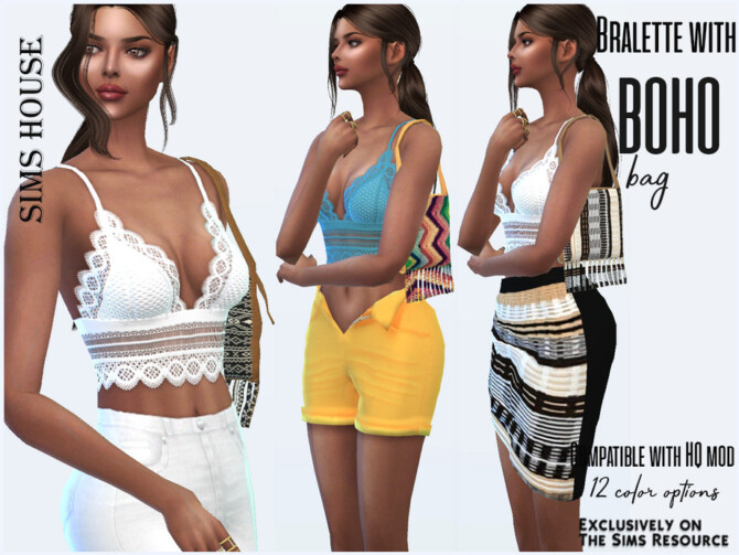 Sims 4 Bralette with Boho bag by Sims House at TSR