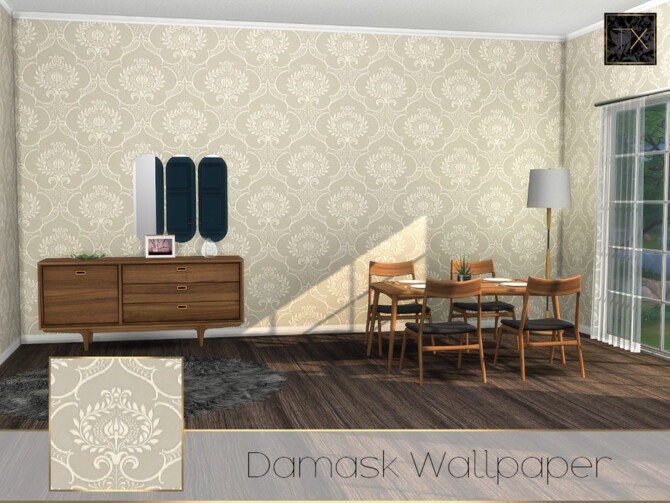 Sims 4 Damask Wallpaper TX by theeaax at TSR