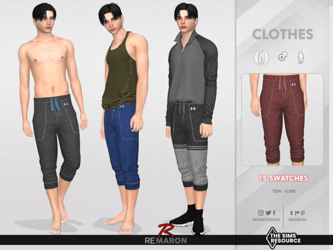 Sims 4 Yoga Pants 01 for Male Sims by remaron at TSR