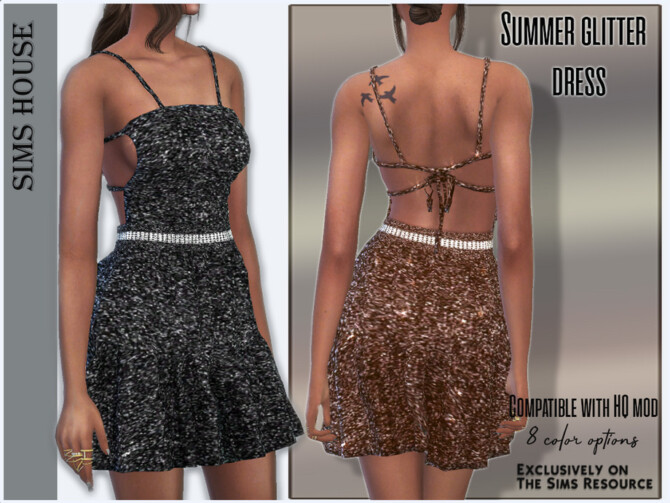 Sims 4 Summer glitter dress by Sims House at TSR