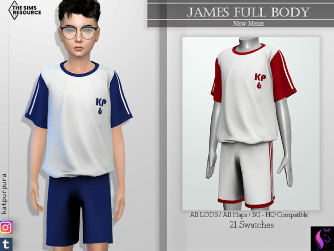 Sims 4 James Full Body Sport Suit by KaTPurpura at TSR