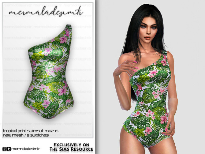 Sims 4 Tropical Print Swimsuit MC245 by mermaladesimtr at TSR